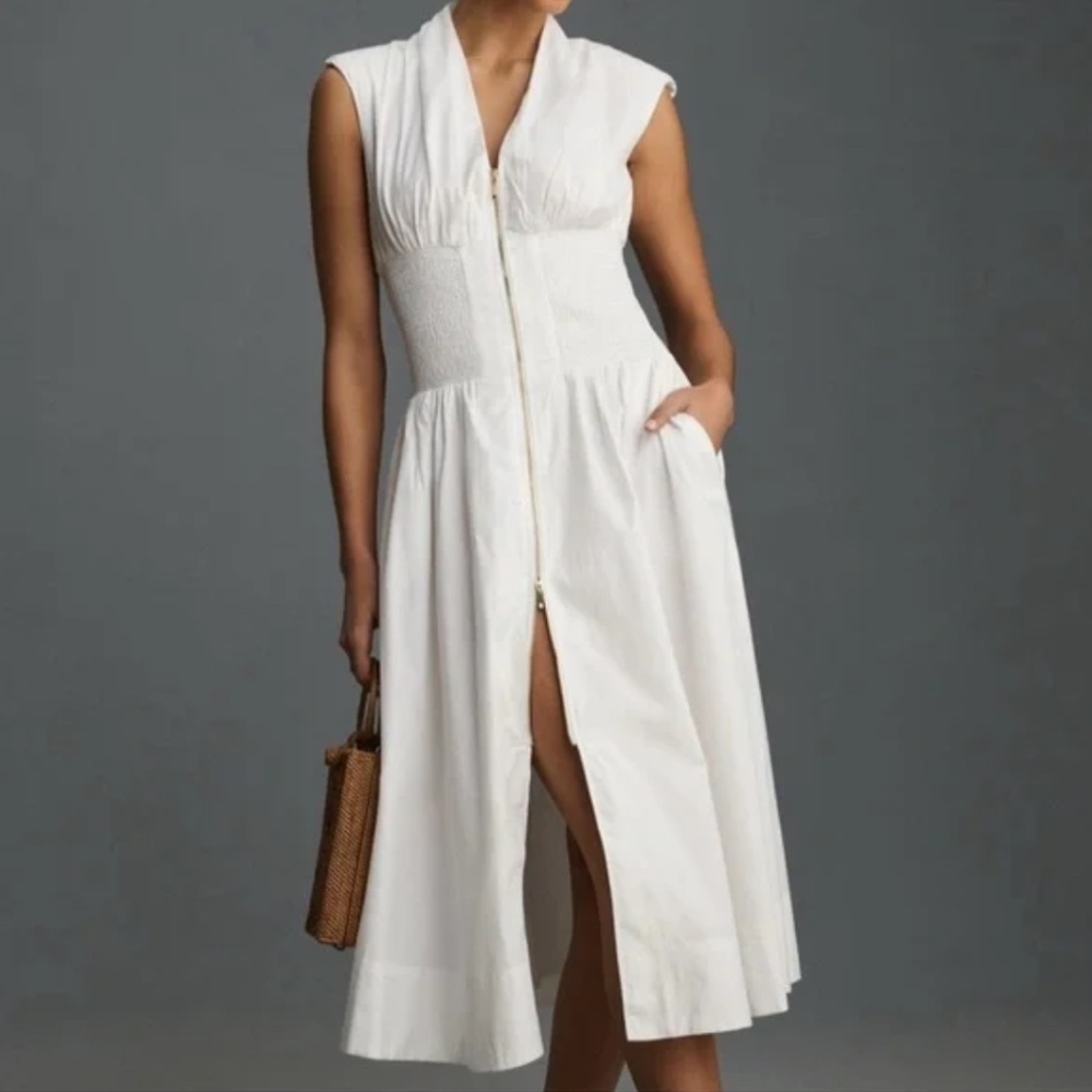 🆕 GRADUATION SUMMER BRIDAL EVENTS WHITE 100% COTTON CAP SLEEVE DRESS